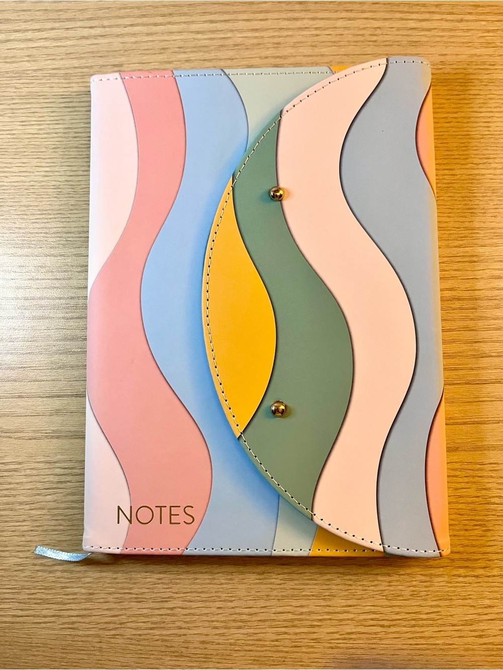 Pastel Retro Wave Faux Leather Journal Notes Lined Notebook Stud Closure